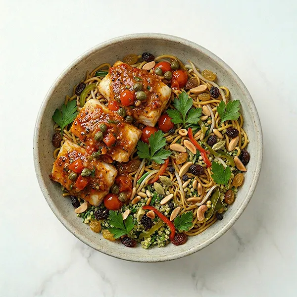 Singapore Chilli pepper fish with Hawker Noodle